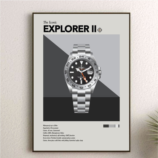 'The Iconic' Watch Print Series - Rolex Explorer II - Black Dial