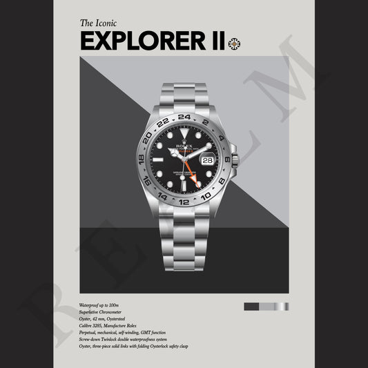 'The Iconic' Watch Print Series - Rolex Explorer II - Black Dial