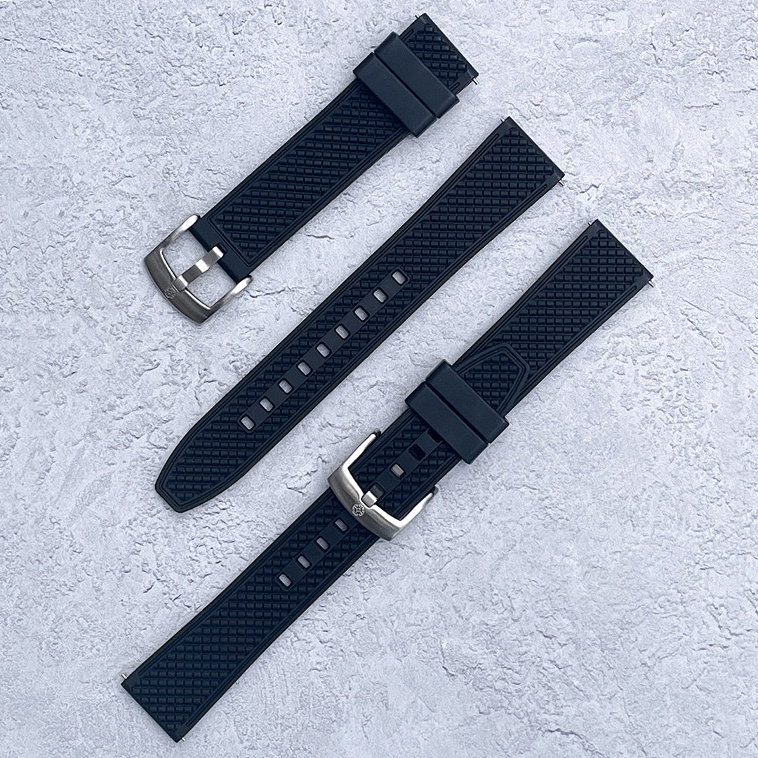 The Flaxby FKM Rubber Watch Strap - Black