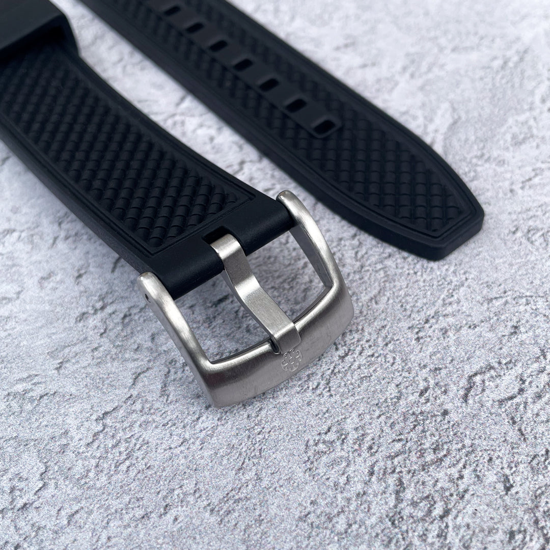 The Flaxby FKM Rubber Watch Strap - Black