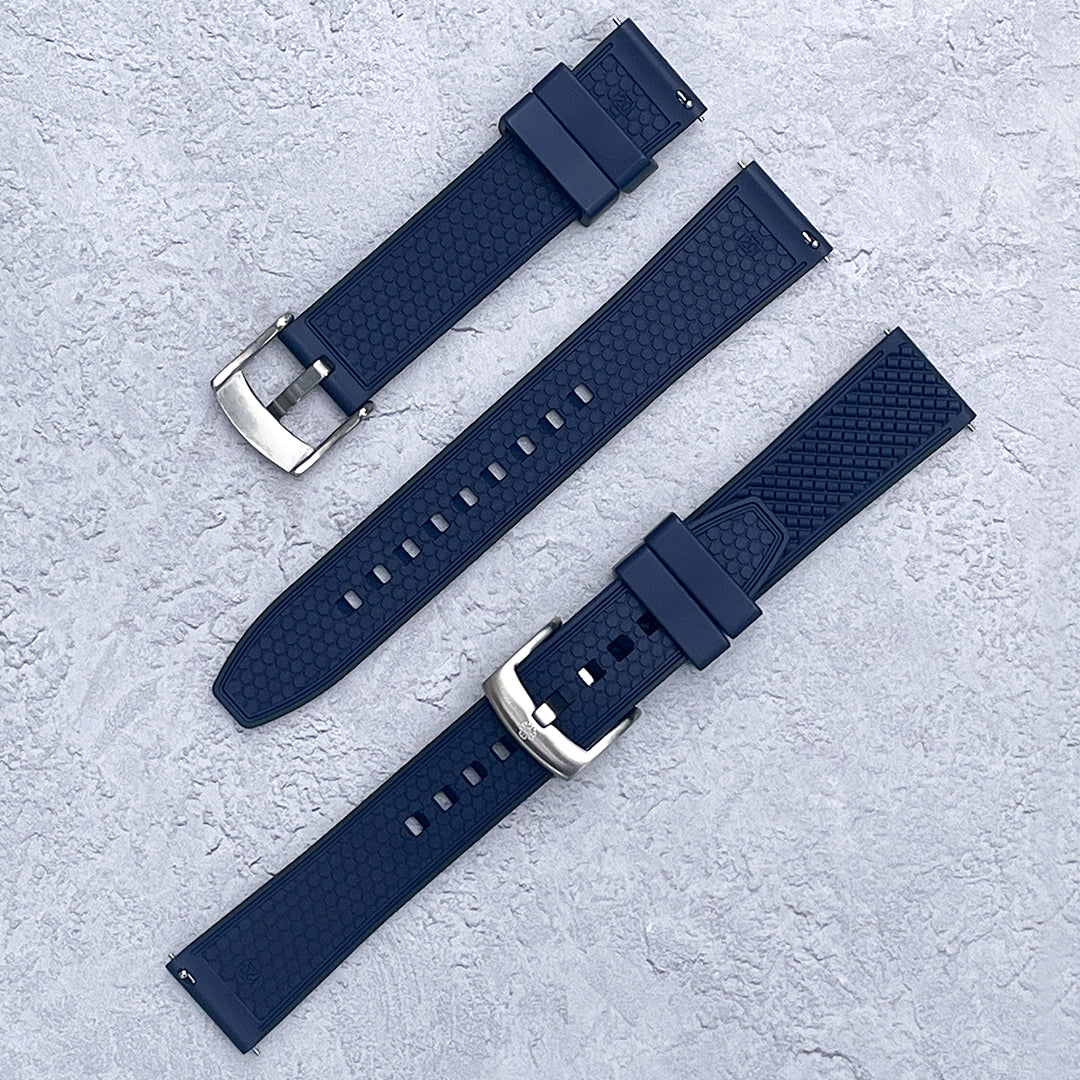 The Flaxby FKM Rubber Watch Strap - Blue