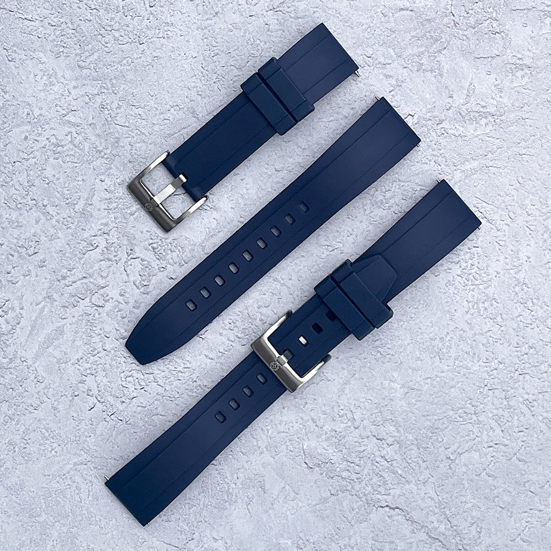 The Fulford FKM Rubber Watch Strap - Blue