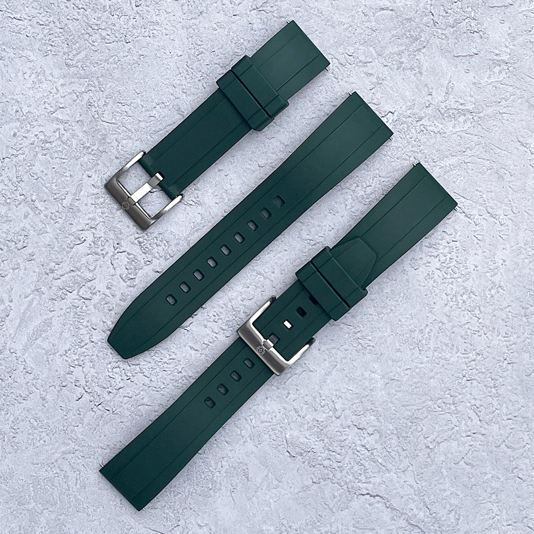 The Fulford FKM Rubber Watch Strap - Green