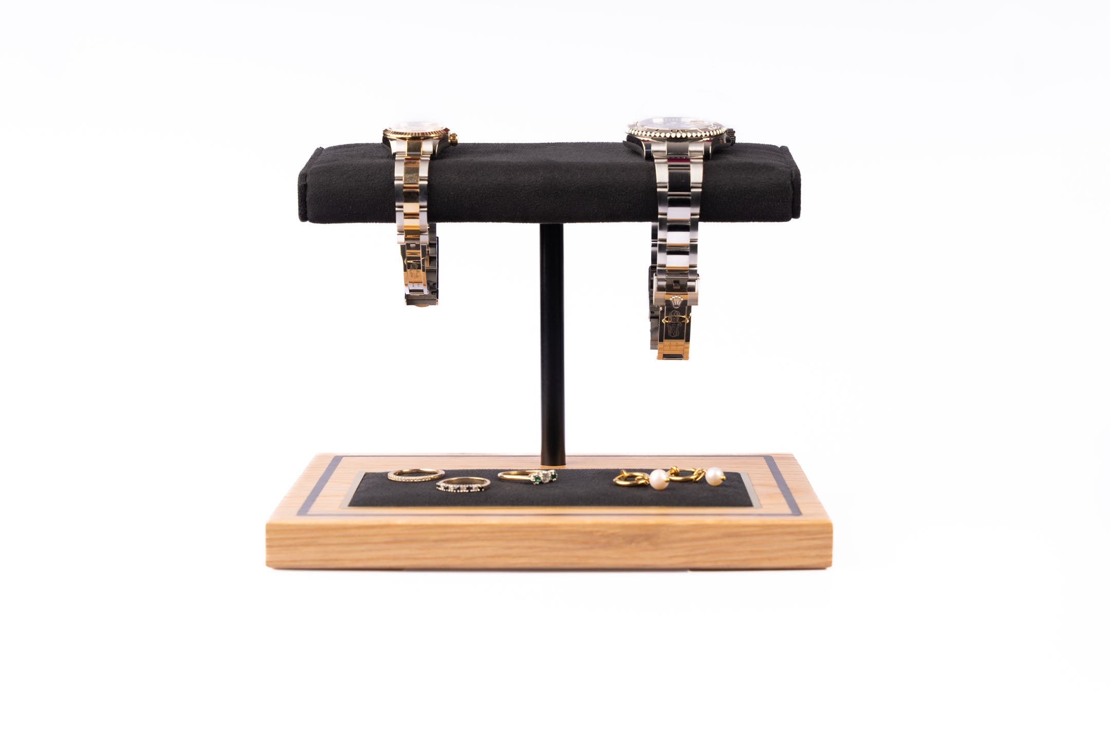 The Foxton Watch Stand - Charbon Black & American White Oak