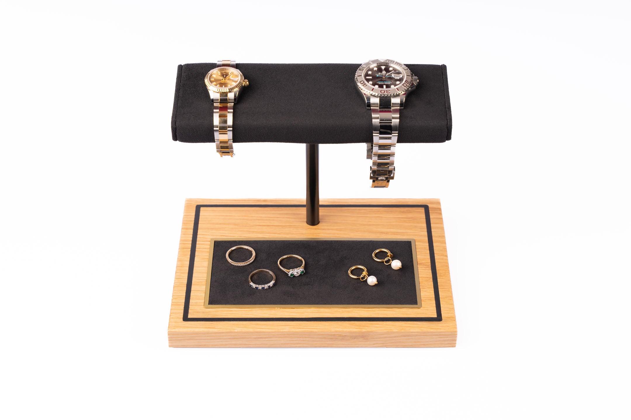 The Foxton Watch Stand - Charbon Black & American White Oak