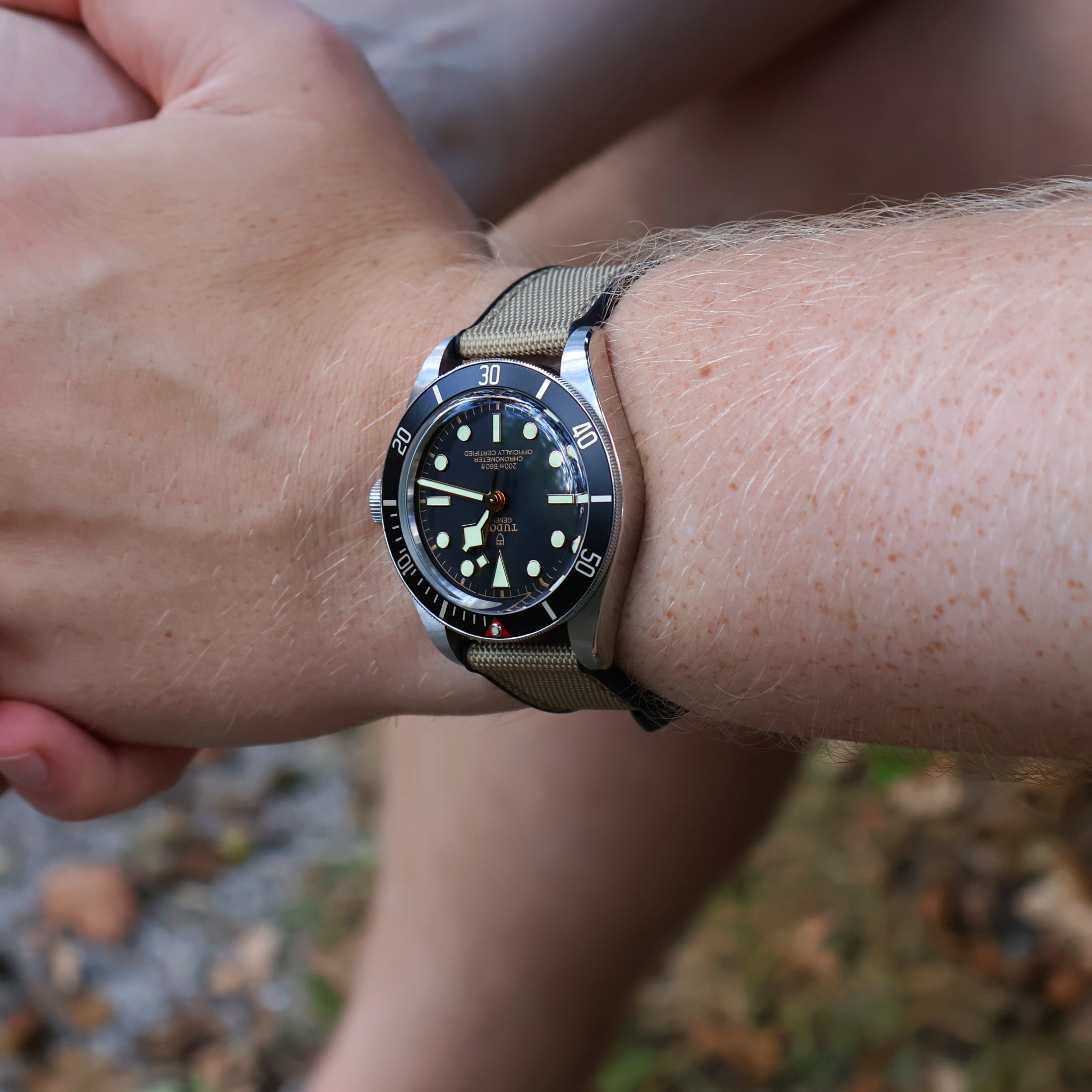 The Saltburn Sailcloth Watch Strap - Khaki / Black