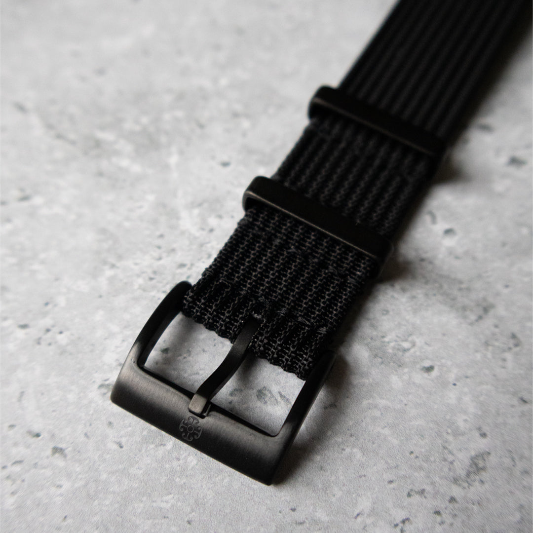 The Ryedale Ribbed Nylon Watch Strap - Black