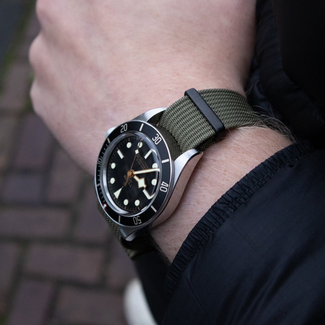 The Ryedale Ribbed Nylon Watch Strap - Army Green