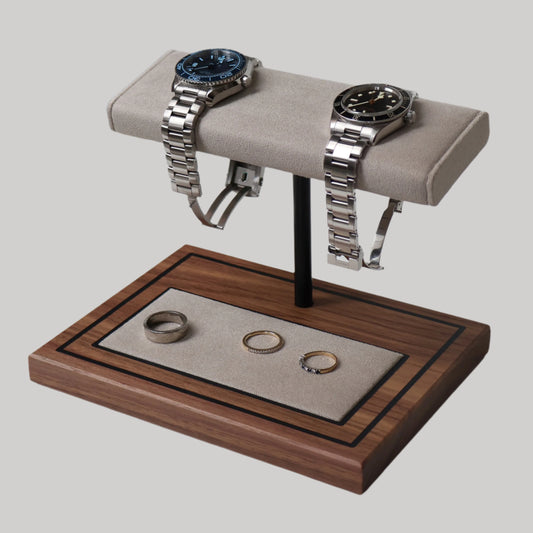 The Foxton Watch Stand MKII - Stone Grey & American Black Walnut