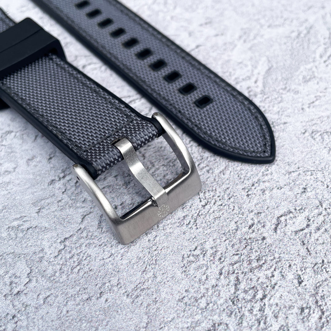 The Saltburn Sailcloth Watch Strap - Grey / Black