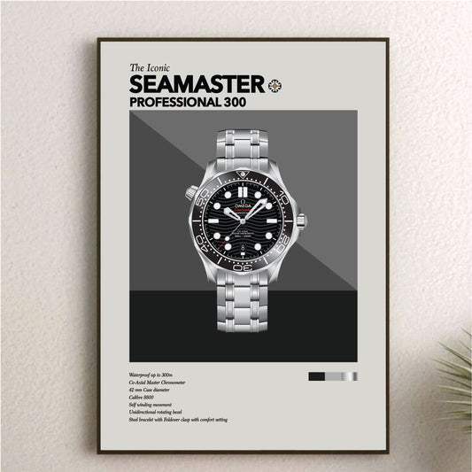 'The Iconic' Watch Print Series - Omega Seamaster Professional 300 - Black Dial