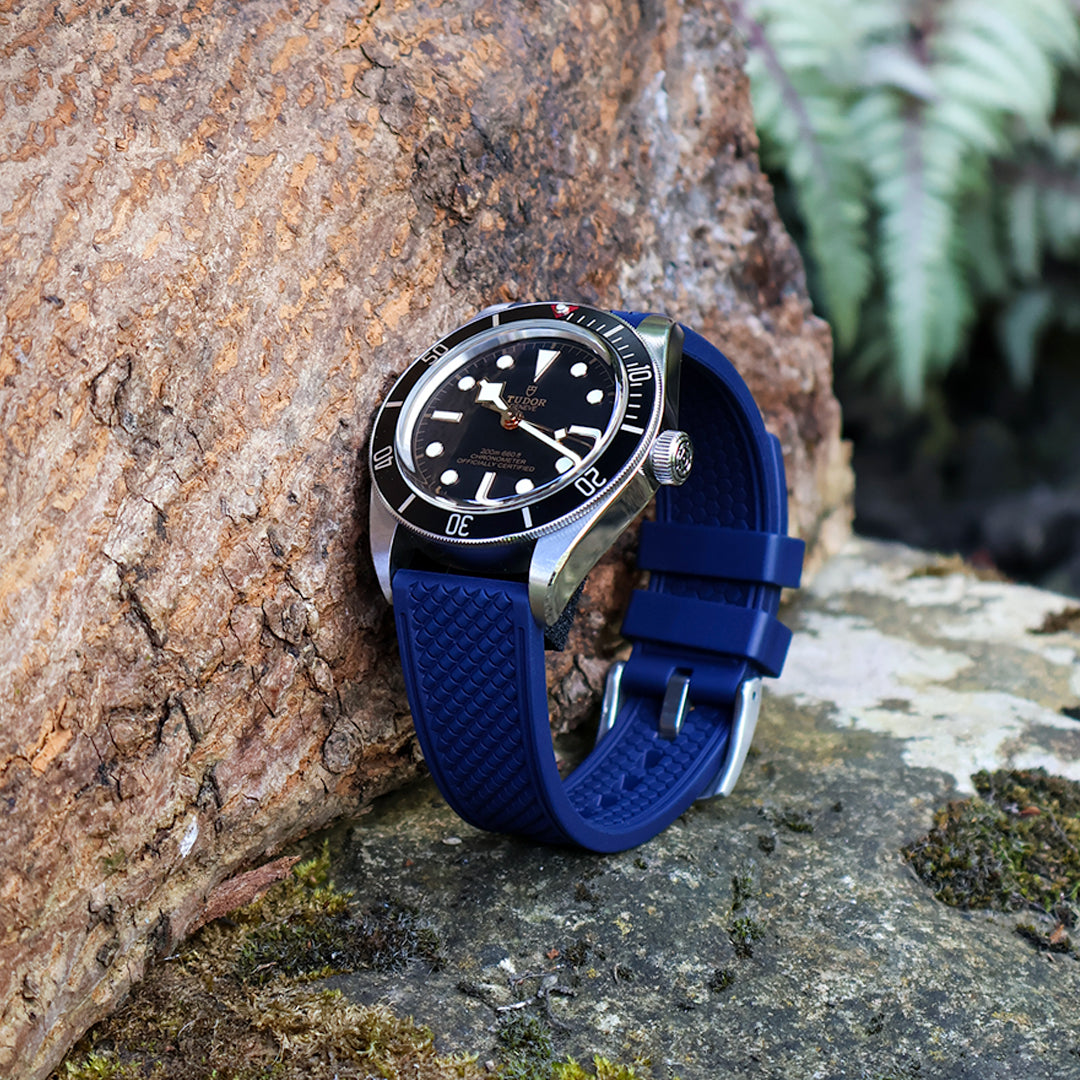 The Flaxby FKM Rubber Watch Strap - Blue