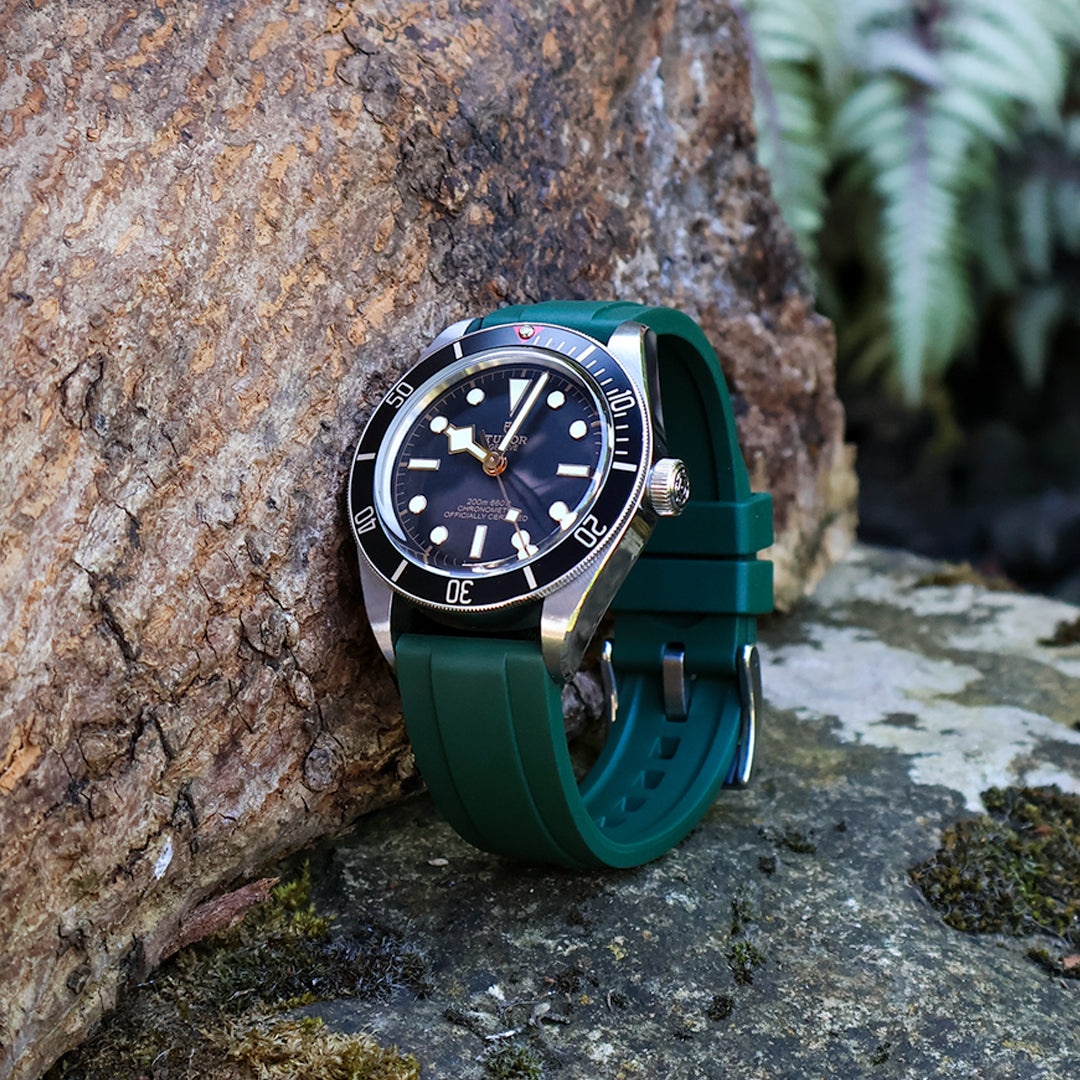 The Fulford FKM Rubber Watch Strap - Green