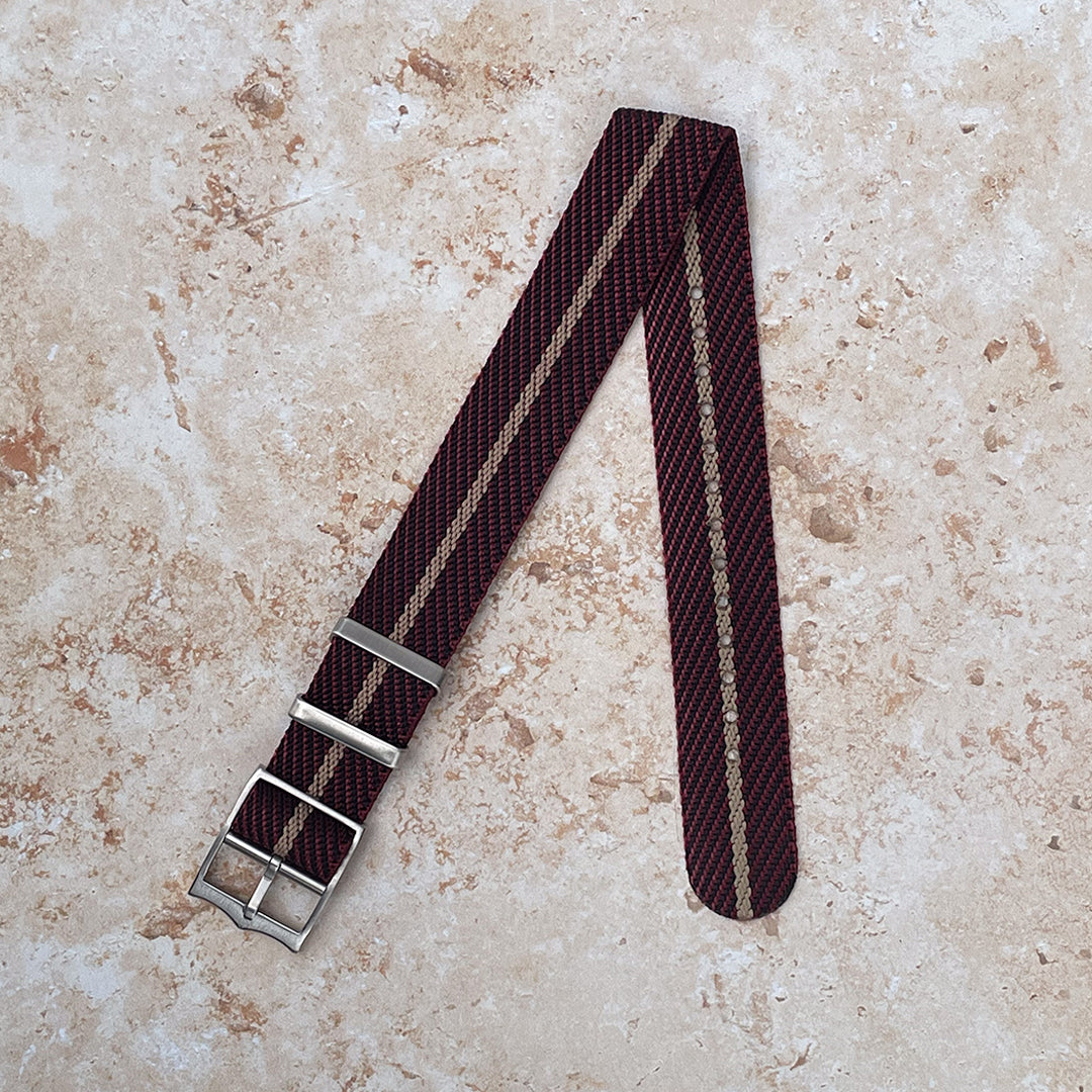 The Wharfedale Woven Nylon Watch Strap - Red & Khaki