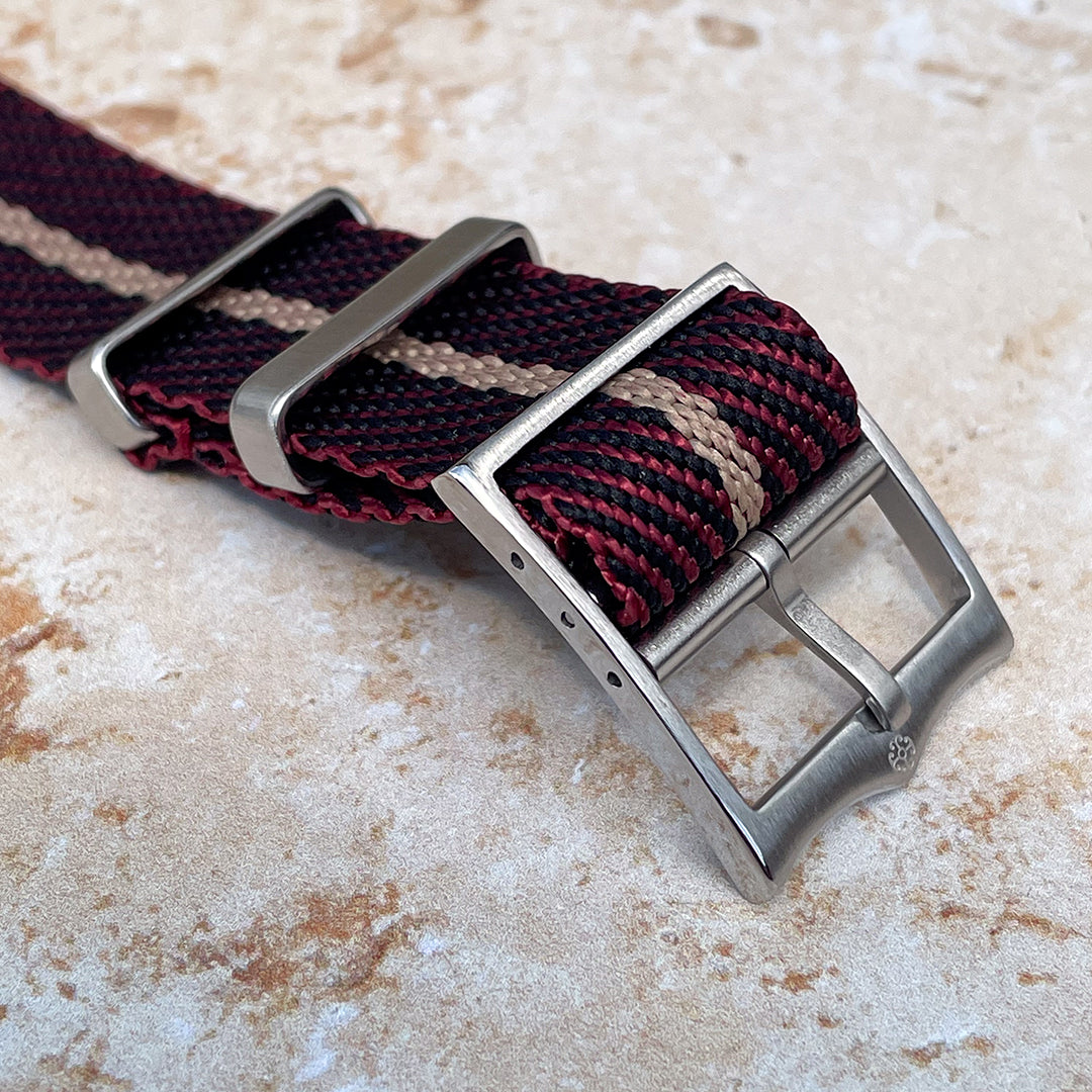 The Wharfedale Woven Nylon Watch Strap - Red & Khaki